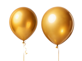 Golden balloons add festive touch to any celebration, shining brightly and creating joyful atmosphere png
