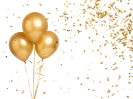 gouden ballonnen drijvend met confetti, perfect voor vieringen en feestelijk gelegenheden, creëren blij atmosfeer png