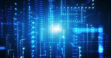 4K digital cyberspace with particles and digital network data connections. Abstract data flow technology, blue digital glowing grid, connection concept, big data, futuristic background, seamless loop video