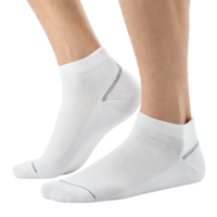 Comfortable white socks in mockup display, perfect for casual wear and showcasing style and functionality png