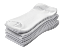 Fresh white socks stacked neatly in mockup display, perfect for showcasing comfort and style in everyday wear png