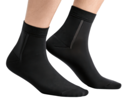 Stylish black socks mockup showcasing sleek design perfect for casual or formal wear, adding comfort and elegance to any outfit png