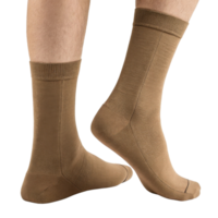 Comfortable brown socks in stylish mockup display, perfect for casual wear and adding touch of elegance to any outfit png