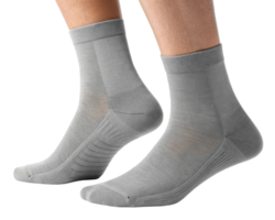 Comfortable gray socks displayed in mockup, perfect for casual wear and showcasing style and versatility png