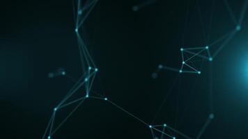 Abstract futuristic background with plexus of lines, dots and triangles, digital technology, big data, high-speed connection visualization. Seamless loop abstract background video