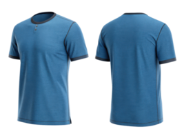 stylish blue tshirt template featuring modern design with short sleeves and contrasting trim, perfect for casual wear and branding png