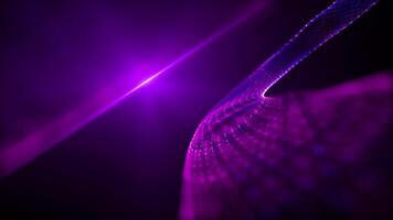 Abstract scene of futuristic cyber world, sci-fi grid with wave energy, technological glowing surface, neon night scene with light motion background, data flow, cyber technology. video