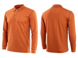 Stylish polo shirt template in vibrant orange color perfect for casual or semi formal occasions. Ideal for layering and versatile wear png