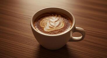 A cup of coffee with a latte art on top photo