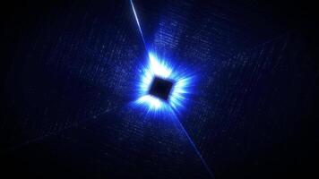 Abstract futuristic cyber world scene, sci-fi particle tunnel, technology glowing surface, neon night scene video