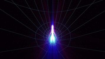 Abstract futuristic wireframe tunnel. Flying in digital tunnel. Abstract motion background. Cyberpunk concept. video