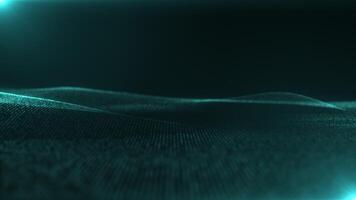 Abstract glowing wave of particles and dots moving on blue background, big data visualization, connections. futuristic and digital background, 3D, 4K, seamless loop video