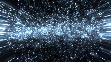 Abstract blue magic particle background, particles glow and move with energy, beautiful nebula with glitter dots and stars, magic dust, seamless loop, 4K. video