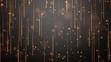 Abstract animation concept of golden particles for celebrating birthdays and holidays. 4k loop bokeh background with light particles on a dark background video
