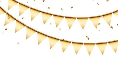 Golden bunting on white background vector