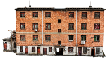 3d render old brick building with transparent background png