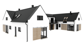 3d render modern house with transparent background- png