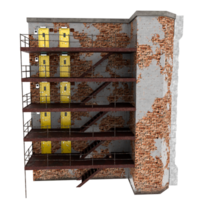 3d render cyberpunk building with transparent background png