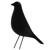 3d render black bird with transparent background png