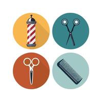 Barber shop icons set with scissors, comb and razor vector