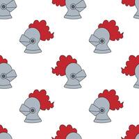 Seamless Pattern with Knight Helmet. flat illustration. vector