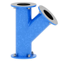 3d render blue pipe connector with transparent background png