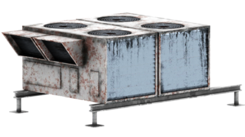 3d render industrial air conditioning unit with transparent background png