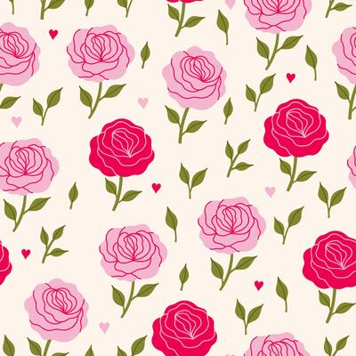 Simple seamless pattern with pink roses. graphics.