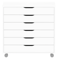 3d render white drawer with transparent background png