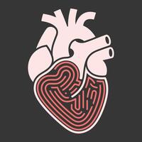 Abstract Anatomical Heart with Circuit-Like Design vector