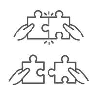 Two hands with a puzzle piece., icon. vector