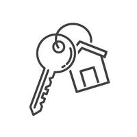 Keychain with key ring and a pendant house locket. vector
