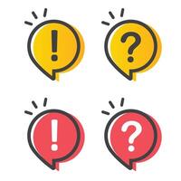 Illustration of exclamation and question mark in speech bubble, icon, sticker. vector
