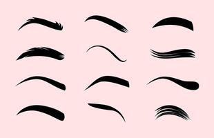 Eyebrow flat eye brow face shape design isolated set . vector