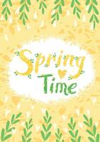 Hand Drawn Lettering - Spring Time on Yellow Background vector