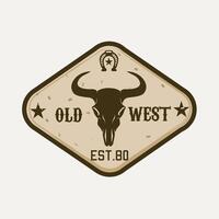 Old Western Bison Skull With Vintage and Retro Style vector