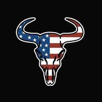 Bison Skull With American Pattern Perfect for Print, Apparel, etc vector