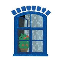 Colorful Illustration of Window View From The Outside Isolated on White Background vector