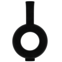 3d render black round vase with transparent background png