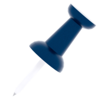 3d render blue pushpin with transparent background png