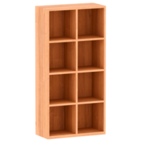 3d render wooden double bookshelf with transparent background png