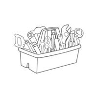 Outline Illustration of Toolbox Isolated on White Background vector