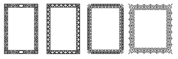 illustration set of vintage frames isolated. Art design border labels. Blank frames template. Graphic retro element vector