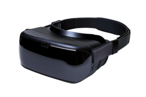 A Virtual reality headset designed for immersive experiences, featuring sleek black design and adjustable strap for comfort. Ideal for gaming and simulations, it enhances user engagement png