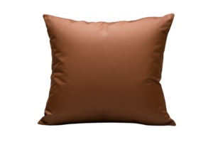 A plush, square cushion in rich brown color, perfect for adding warmth and comfort to any living space. Its smooth texture and simple design make it versatile decor piece png