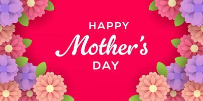 happy mother's day horizontal banner illustration in gradient style vector