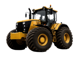 A powerful yellow tractor with large tires, designed for agricultural tasks, showcasing robust features and modern design. This vehicle symbolizes strength and efficiency in farming operations png