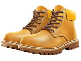 A Stylish and durable yellow work boots designed for outdoor activities, featuring sturdy laces and rugged sole for excellent traction and support. Perfect for hiking or construction work png