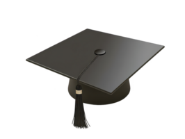 A black graduation cap with tassel, symbolizing academic achievement and celebration. This iconic accessory is often worn during graduation ceremonies, representing culmination of educational png