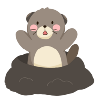 a groundhog sitting in a hole on a transparent background png